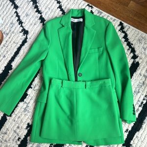 Zara 2-piece green skirt suit XS
